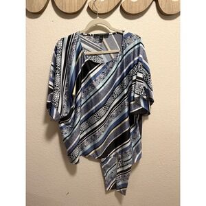 Marc New York Black & Blue Patterned Blouse Size L